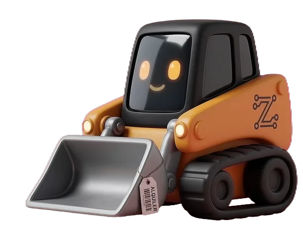 Mascota de Zentra ERP: una mini cargadora que saluda